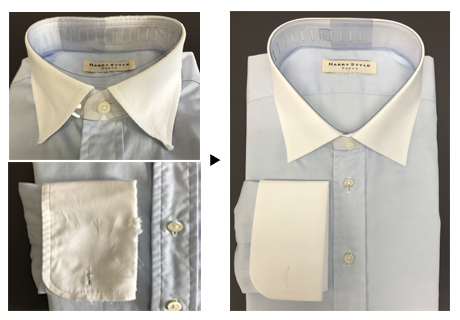 衿・カフス（左右）の交換